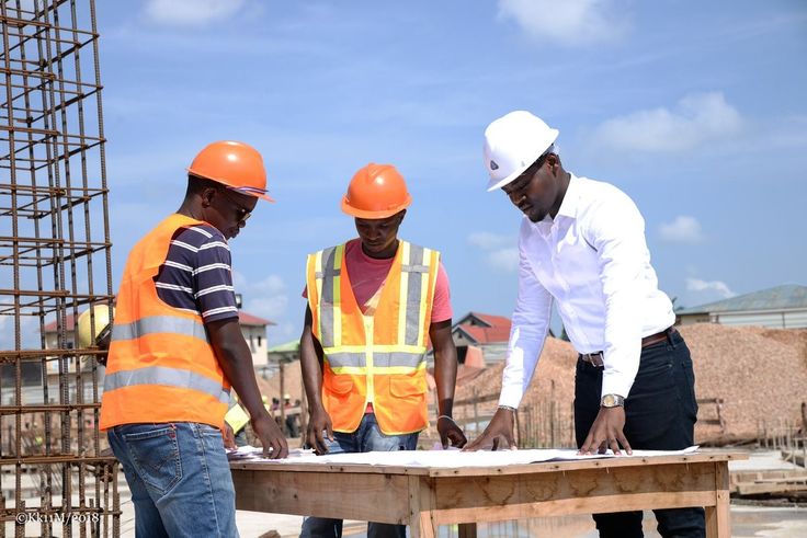 Our team reviewing project plans